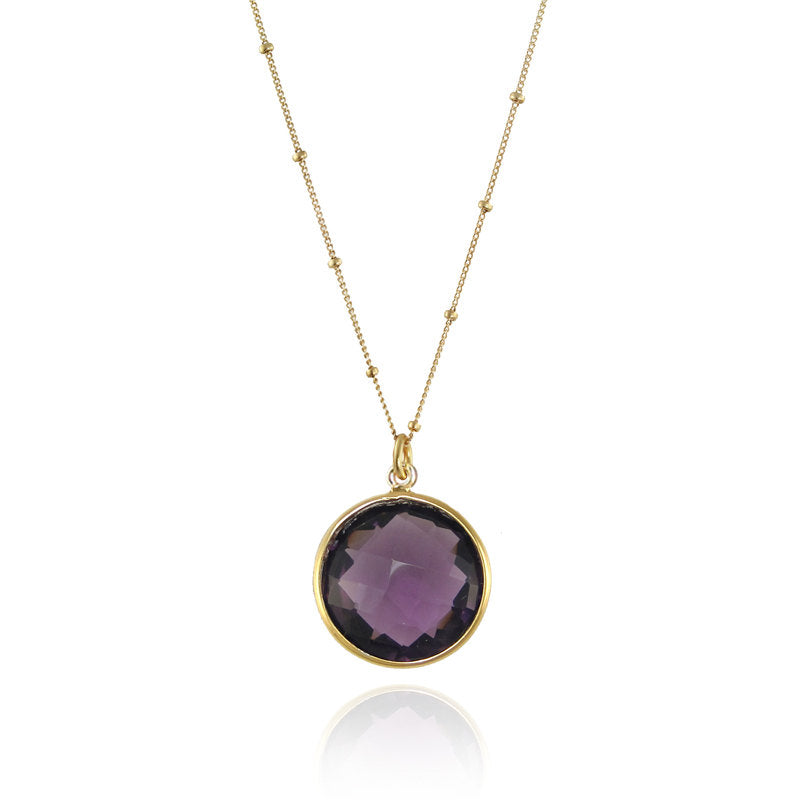 Purple Amethyst Necklace, February Birthstone Necklace, Round Gemstone Necklace, Amethyst Pendent Necklace, Bridesmaid Gift, Birthday Gift