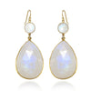 Moonstone Earring - Dangle and Drop Earring - Two tier earring - White Gemstone Earring - Bridesmaid Earring - Bridal Earring - Rainbow Gold