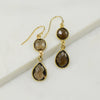 Smoky Quartz Earring - Color Gemstone Earrings - Dangle and Drop Earring - Two tier earring - Bezel Drop Earrings - Bridesmaid Earrings