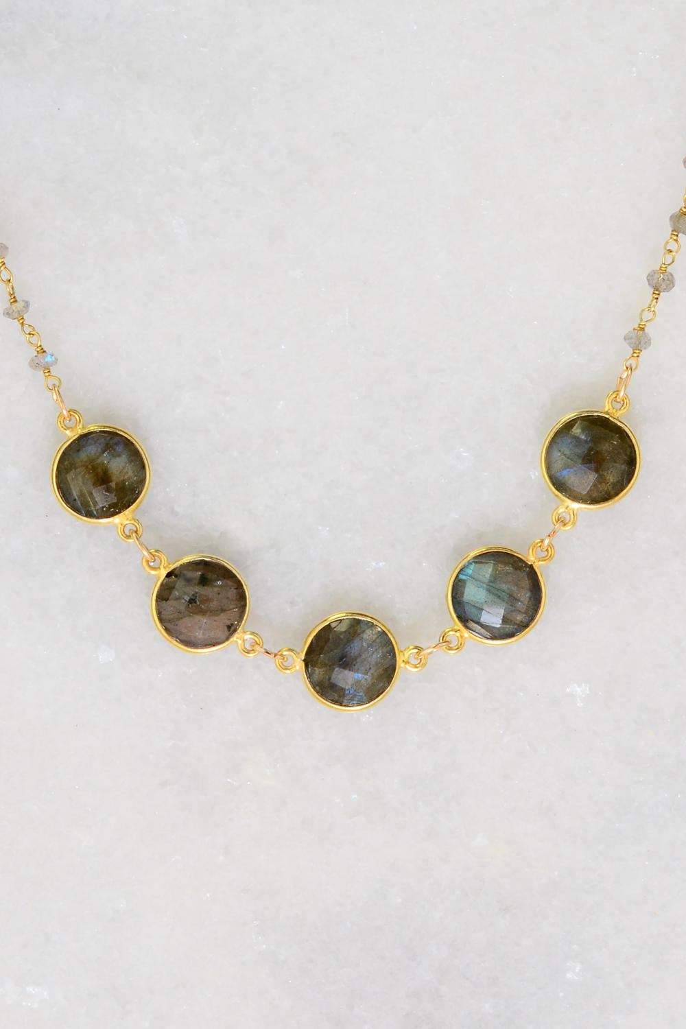 Labradorite Necklace - Mothers Day Gift - Momma Necklace - February Birthstone - Mom Necklace - Statement Necklace - Handmade Necklace