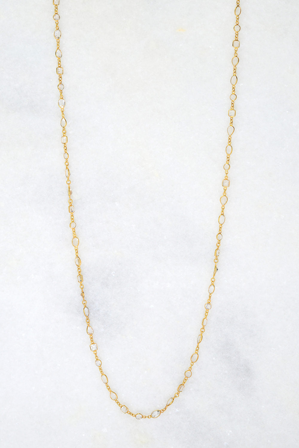 Crystal Quatz Necklace - April Birthstone Necklace - Gemstone Necklace - Layer Necklace - Long Layered Necklace - Layering Necklace