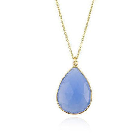 Vintage Bora Sterling Silver Blue Chalcedony & CZ Pendant Necklace - Ruby  Lane