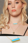 Turquoise Necklace - Gemstone Bar Necklace - Stone Bar Necklace - Rectangle Stone Necklace - Statement Necklace - Raw Stone Necklace
