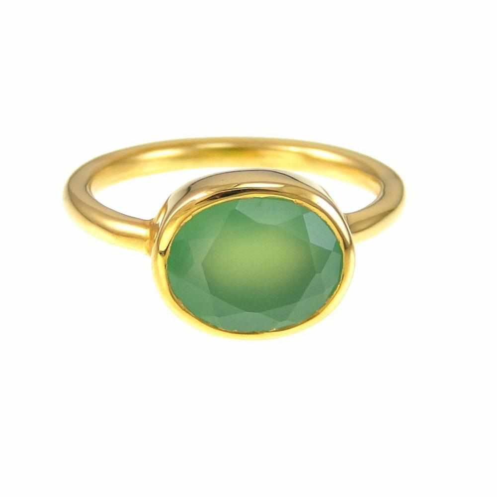 Chrysoprase Ring - Gemstone Ring - Stackable Ring - Gold Ring - Oval Ring - Bridesmaid Jewelry - Gemstone rings
