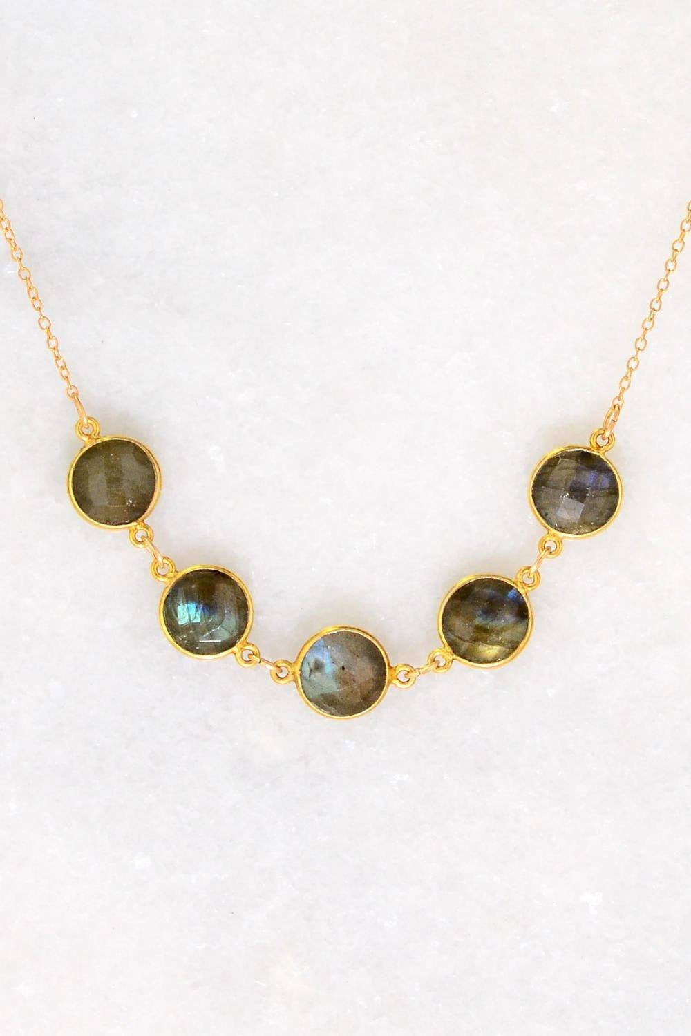 Labradorite Necklace - Bezel set Necklace - Gemstone Necklace - Mother's Necklace - Gift for mom - Bridesmaid Gift