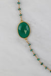 Christmas Gift, Designer Long Necklace, Emerald Necklace, Green Onyx Necklace, Long Station Necklace, Statement Necklace, Layering Necklace