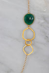 Designers Necklace Green Emerald Gemstone Necklace, Station Long Bezel Set Necklace, Green Onyx Gold Necklace, Long Layered Necklace