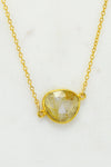 Bridesmaid Necklace - Cute Delicate Gold Necklace - Solitaire Gemstone Necklace - Minimalist Necklace - Rutilated Quartz Necklace Silver