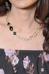 Black onyx Choker Necklace, Gold Brushed Necklace, Brushed Chain Necklace, Black Gemstone Necklace, Bezel set choker, 925 Silver Necklace