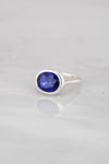Blue Sapphire Ring, Silver Stackable ring