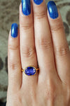 Blue Sapphire Ring, Gold and Silver Stackable ring