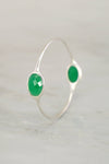 Emerald Green Bangle Bracelet, Colored Gemstone Bangles,Green Onyx Gemstone ,Bezel Set Bangle,Multi stones Silver Bangle Bracelet