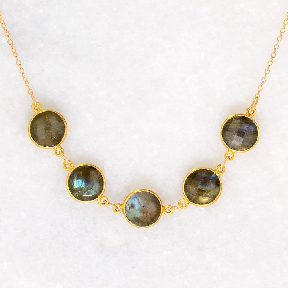Multi stone Gemstone  Necklace - Bezel set Necklace - Gemstone Necklace - Mother's Necklace - Gift for mom - Bridesmaid Gift