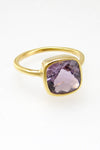 Amethyst ring, Purple Amethyst, February birthstone, Stackable Cushion cut ring, square shape, purple ring, gift for her, sterling silver
