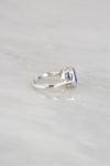 Blue Sapphire Ring, Silver Stackable ring, September Birthstone Ring, Stacking ring, Blue Gemstone Ring, Oval Shape ring, Sterling silver