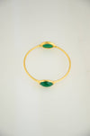 Emerald Green Bangle, Gems Bangle Bracelet, Christmas Gift, Birthstone Bangle, May Birthstone, Designer Bangle, Stackable Two stone Bangles