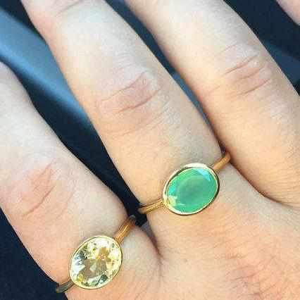 Solid Gold Ring, Duo ring, Oval Cut Ring, Gems Ring, Gemstone Ring, Stackable Ring, Gold Ring, Oval Ring,Gemstone Ring,Bridesmaid ring