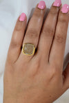 Chrysoprase Ring, Green Gemstone ring, Large cushion ring, Gold Bezel ring, Statement ring, Stackable ring, Stacking ring, Oxidized ring
