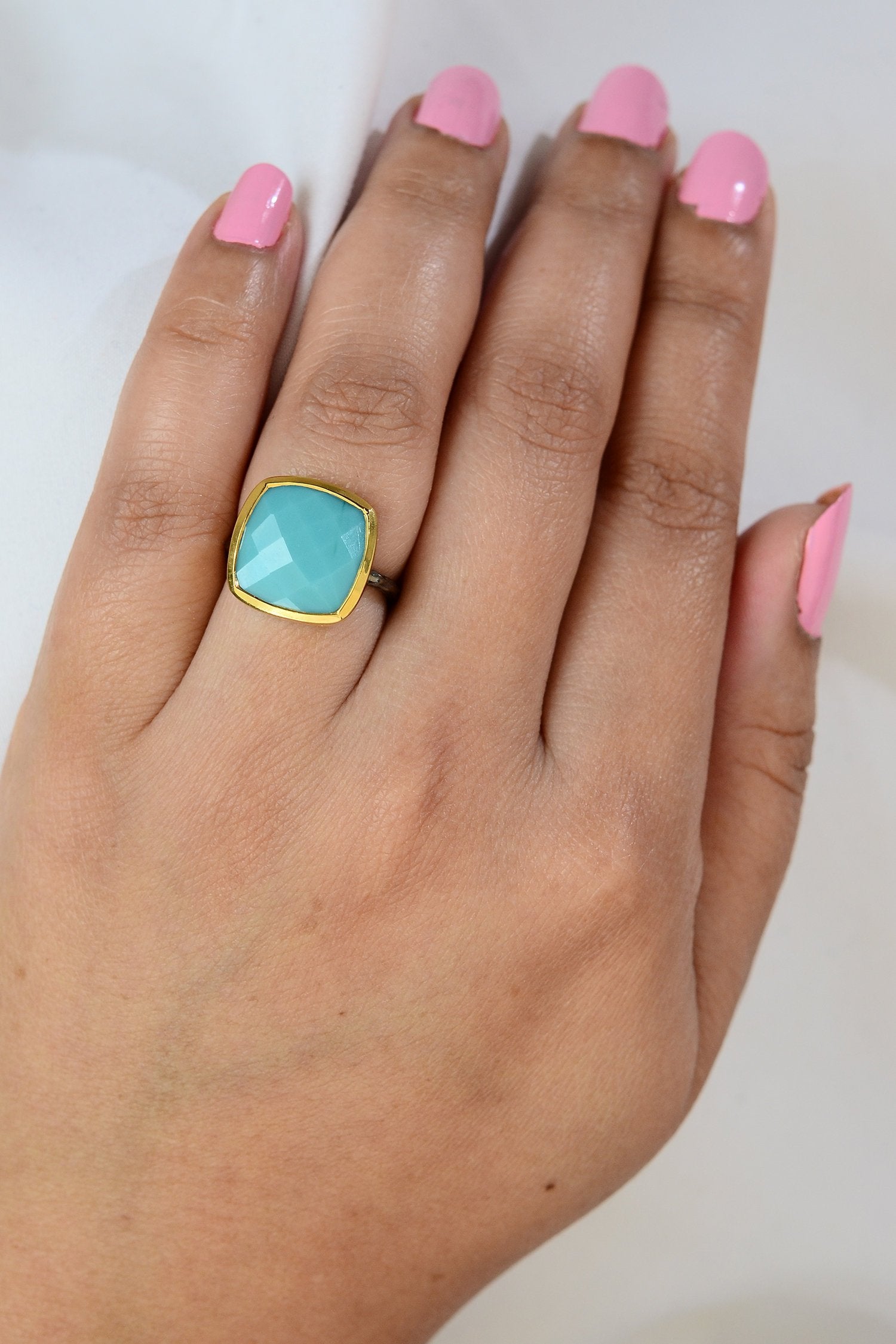 14k yellow gold oval green chalcedony vintage antique ring size 5.75 6 –  Finer Jewelry, Inc.