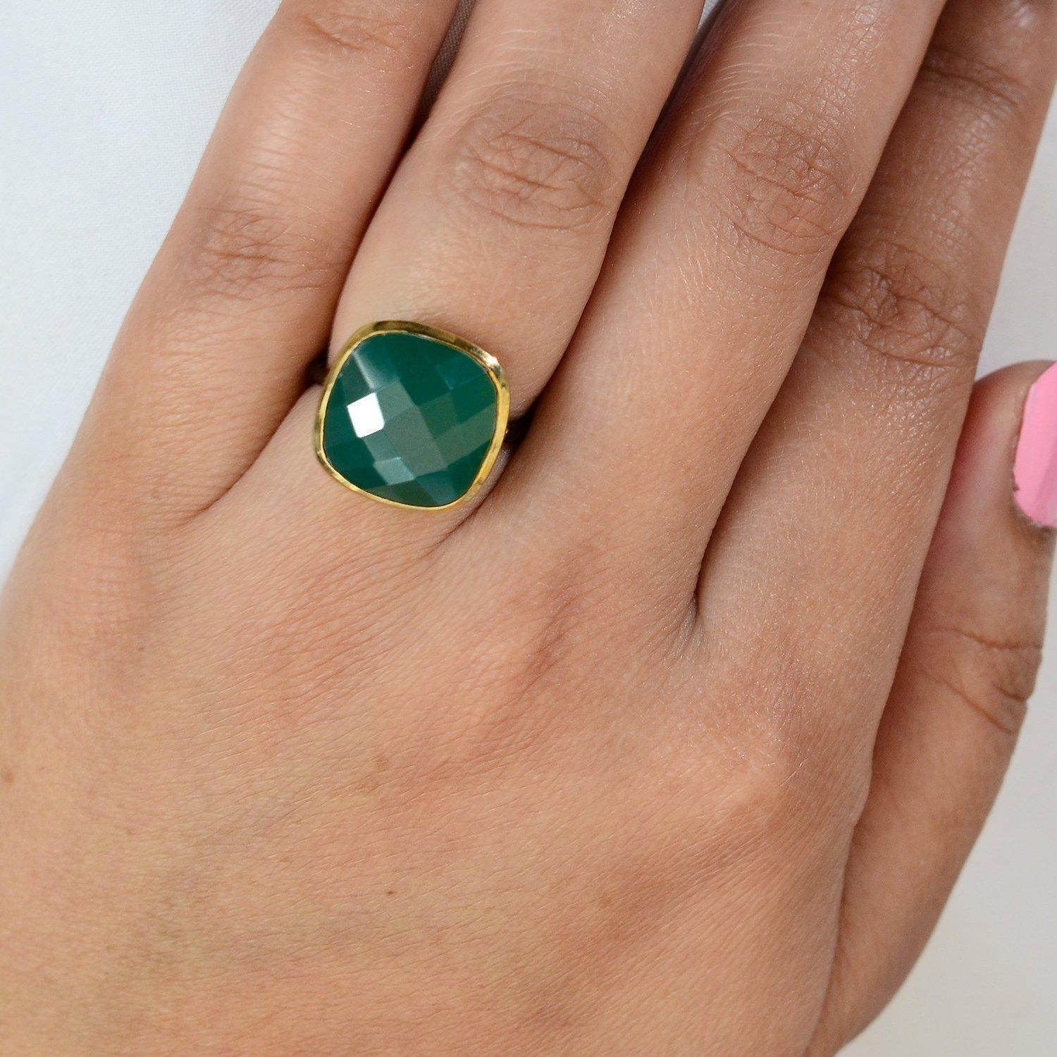 Men's Trendy Finger Ring With Five Water Drop Emerald Green - Temu