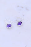 Purple Amethyst Earring, Dangling Earring, Gemstone Silver Earring, February Birthstone earring, Cute Earring for her, Everyday Earring