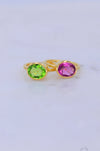 Valentine&#39;s gift for her, Duo Gemstone Ring, Birthstone ring, August Birthstone ring, Peridot ring, Pink Fuchsia ring, Gems stackable ring