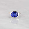 Blue Sapphire Ring, Silver Stackable ring