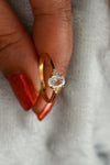 14k Solid Gold Bridal Ring, Aquamarine Ring