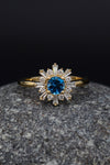 London Blue topaz Engagement ring, 14k Solid gold ring