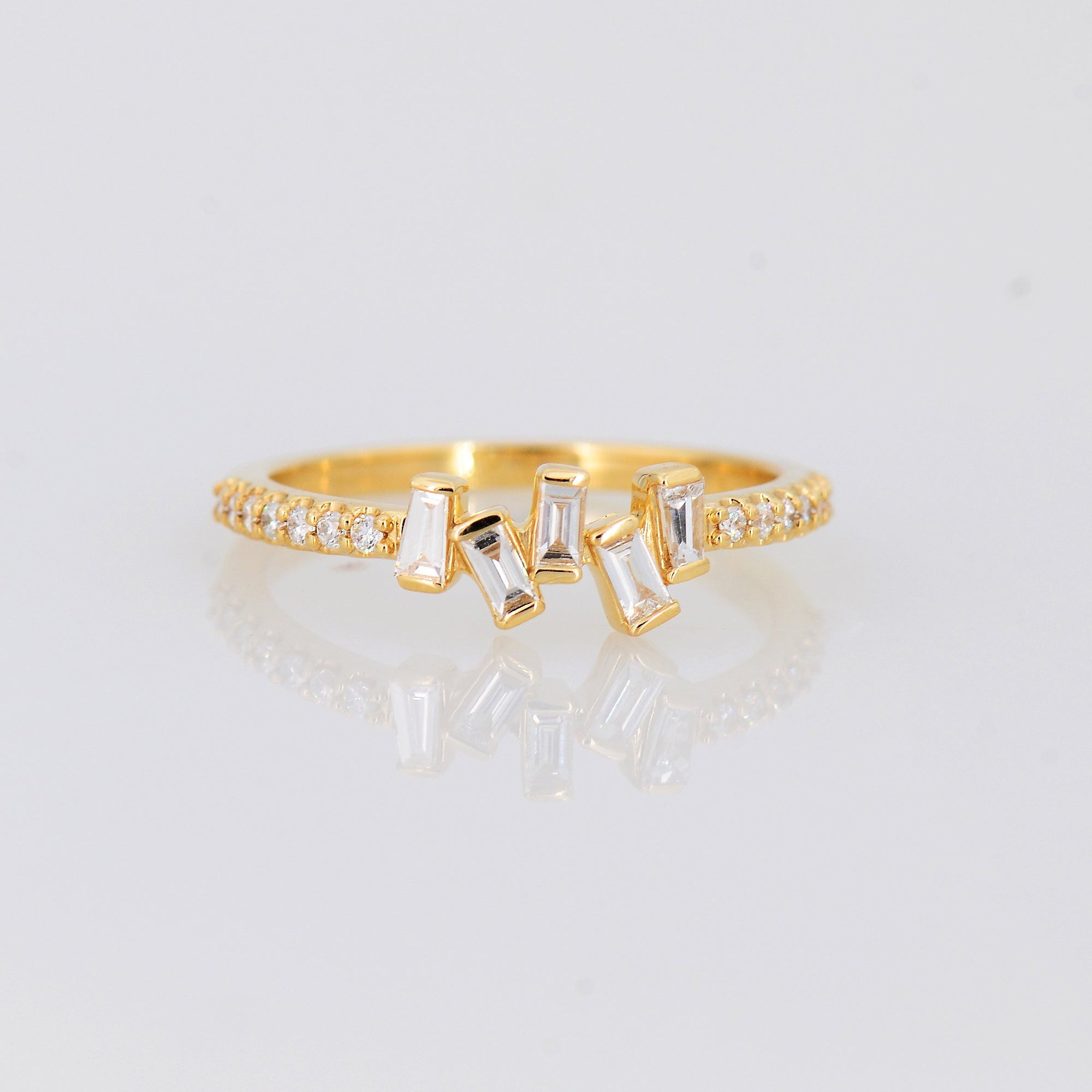 Delicate Diamond Ring, Baguette Diamond Ring