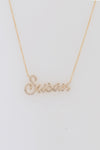Script nameplate necklace, 14k Gold Diamond nameplate Letter necklace