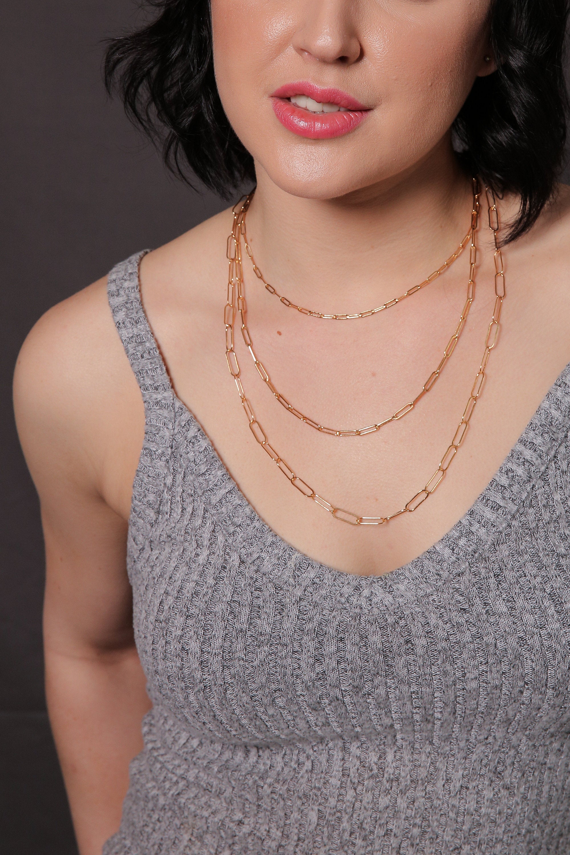 Link Necklace, Layering Chain Necklace, Rectangle Necklace, Layered Link  Chain, Rectangle Chain Necklace, Paper Clip Necklace, - Etsy Canada |  Necklace, Chain link necklace, Chunky gold necklaces