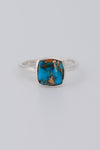 Turquoise Ring, Spiny Oyster Turquoise Cushion cut