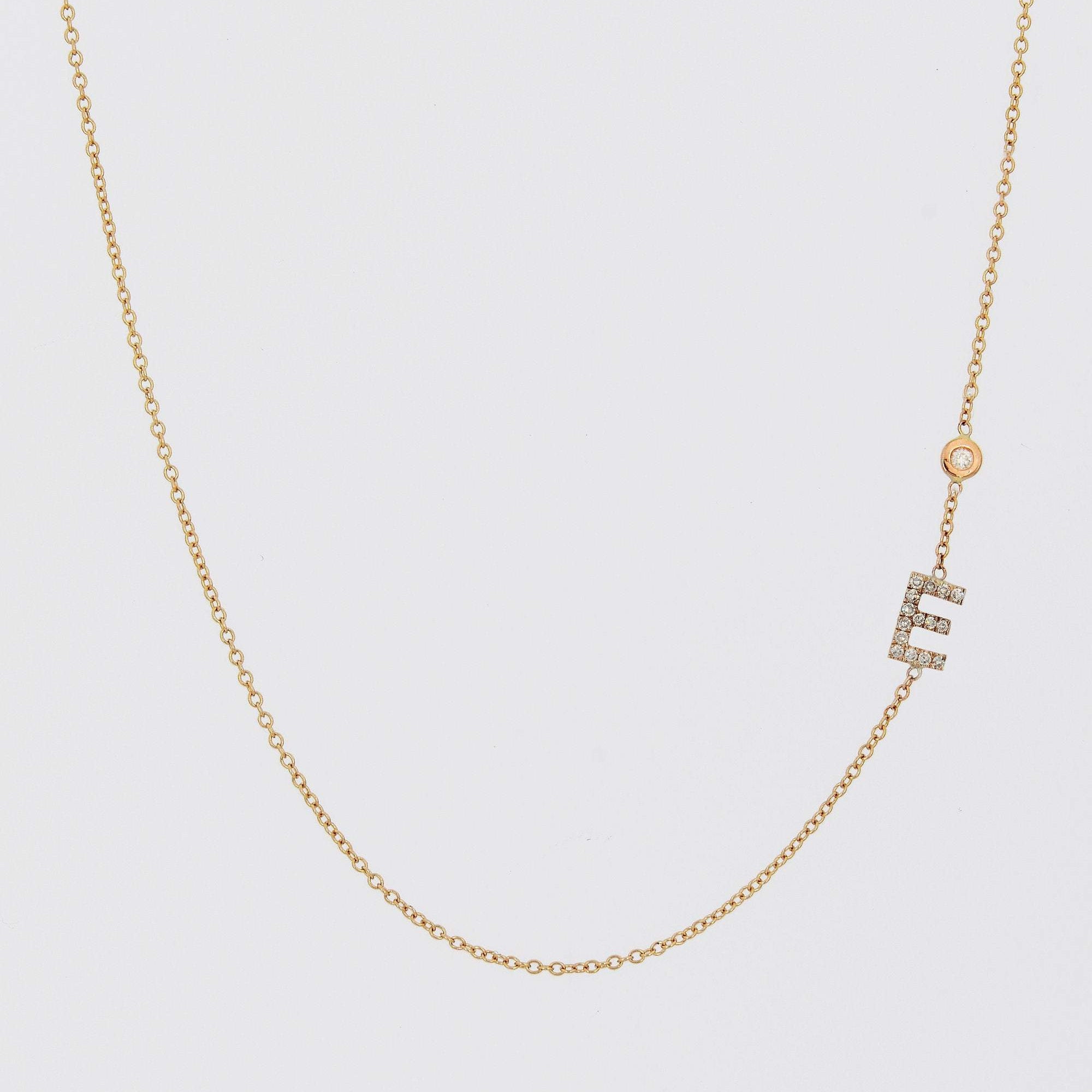 Dainty Diamond Initial Necklace 14K Gold - 4 Letters | LeMel – LeMel