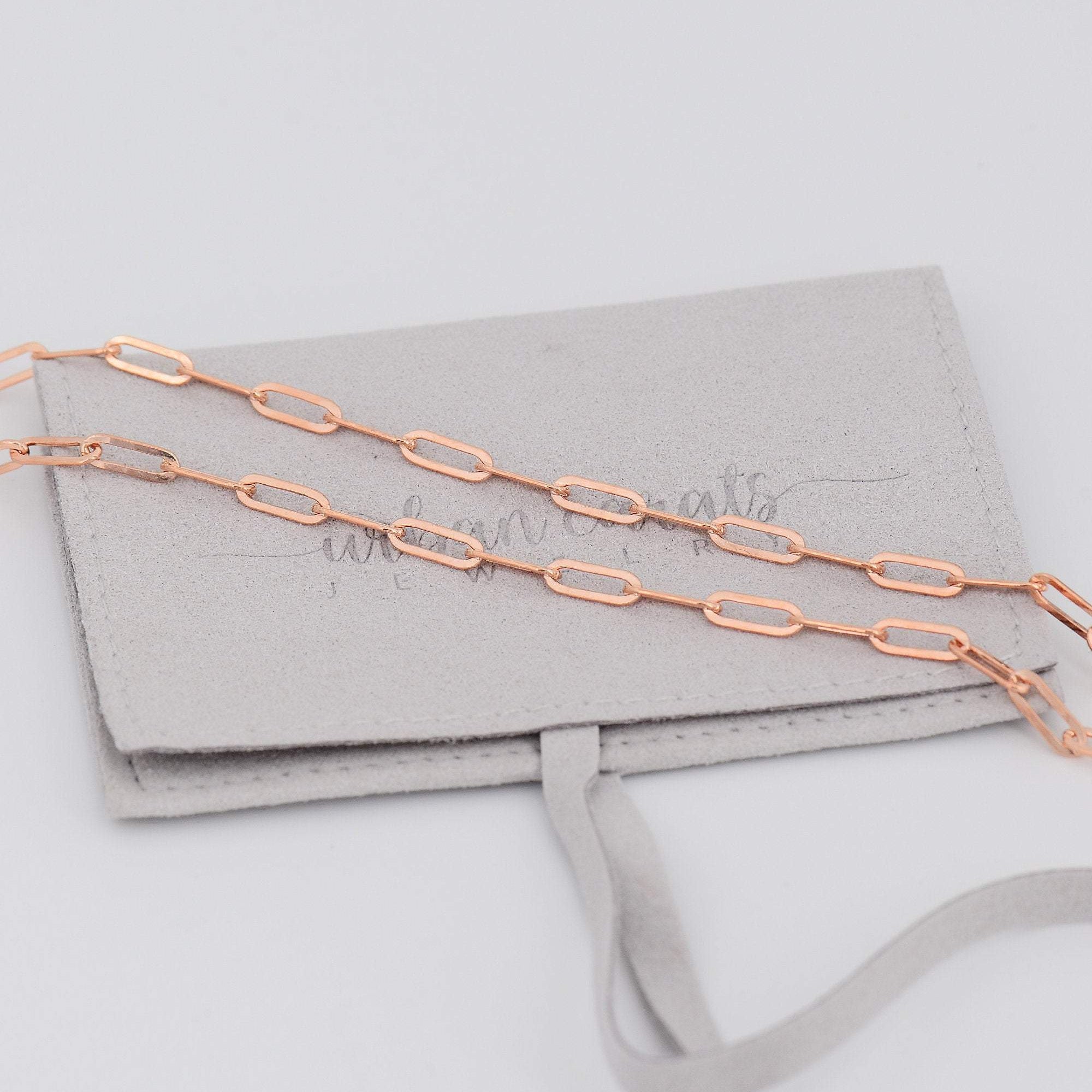 Rose Gold Filled Necklace, Rectangle Link Gold Layering Chain