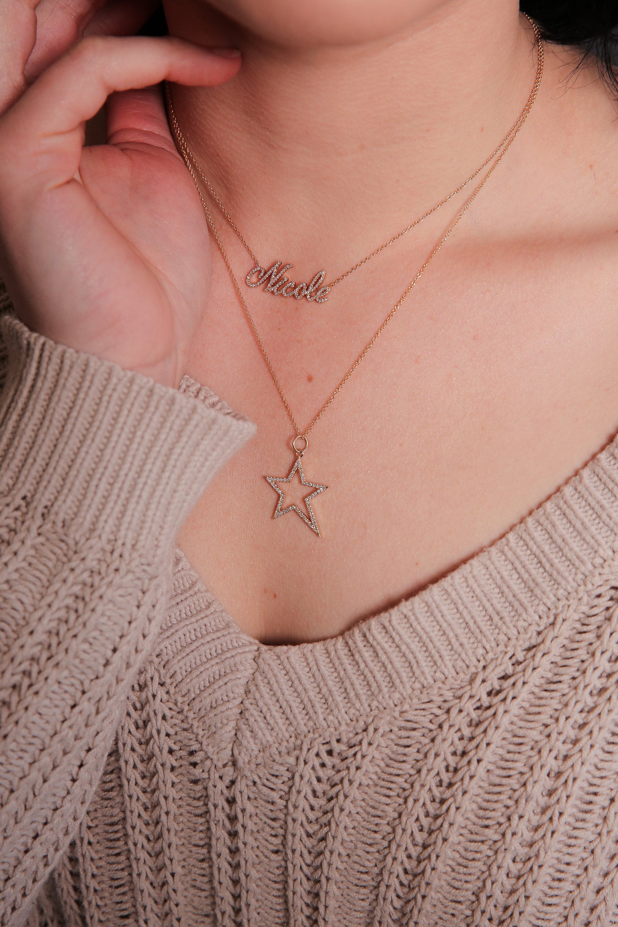 Personalised diamond 4 sided spinning bar necklace - Amy Russell Taylor