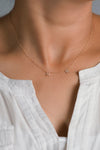 Sideways Initial Necklace with Heart and Diamonds, Alphabet Letter Necklace