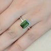Multi Tourmaline ring, Natural green Tourmaline ring, October Birthstone ring, Emerald shape Gemstone ring, Sterling silver Everyday ring