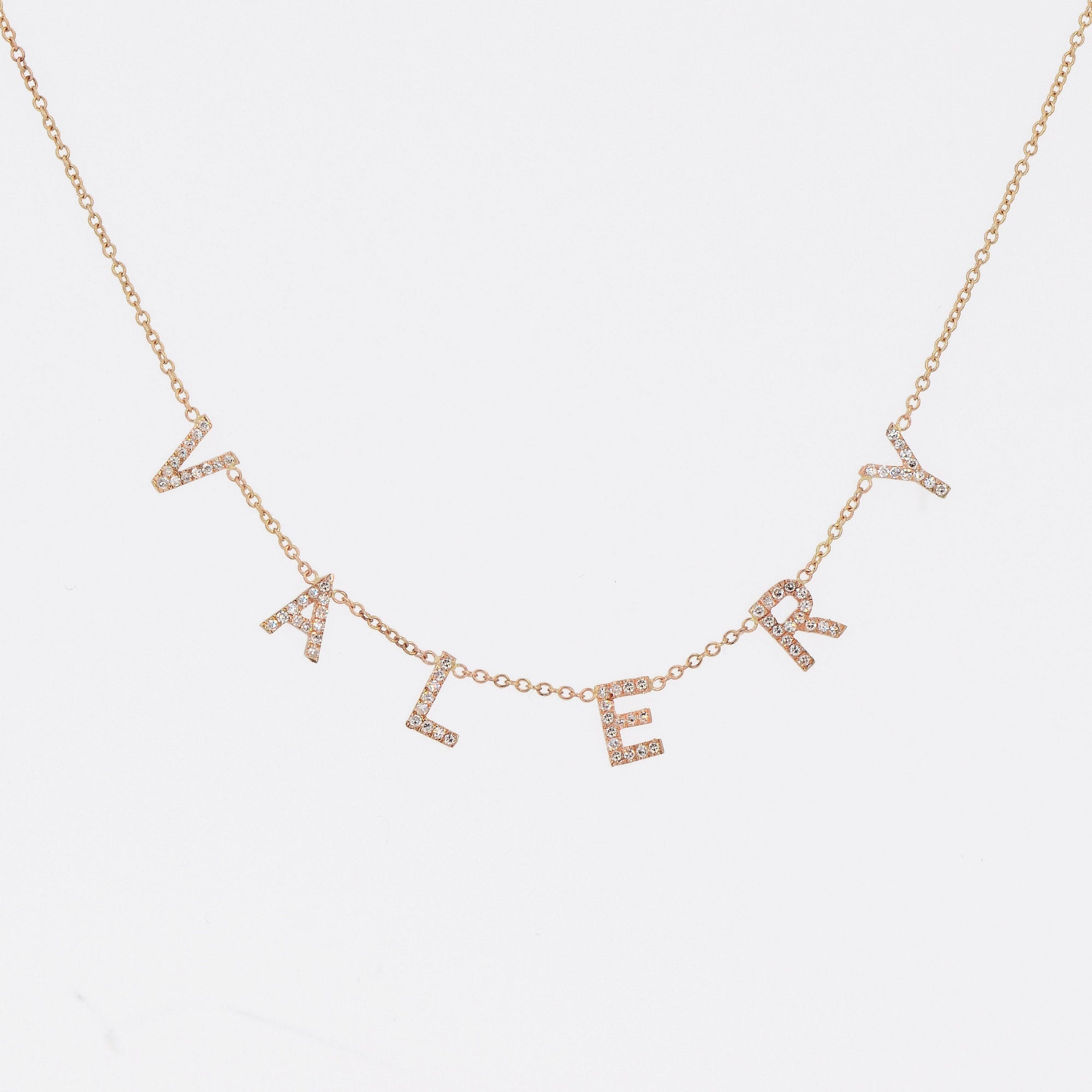 Custom Name Necklace, Diamond Initial Necklace, 14k Gold Letter Necklace