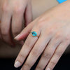 14k Gold Teal Sapphire Ring, Blue Green Sapphire