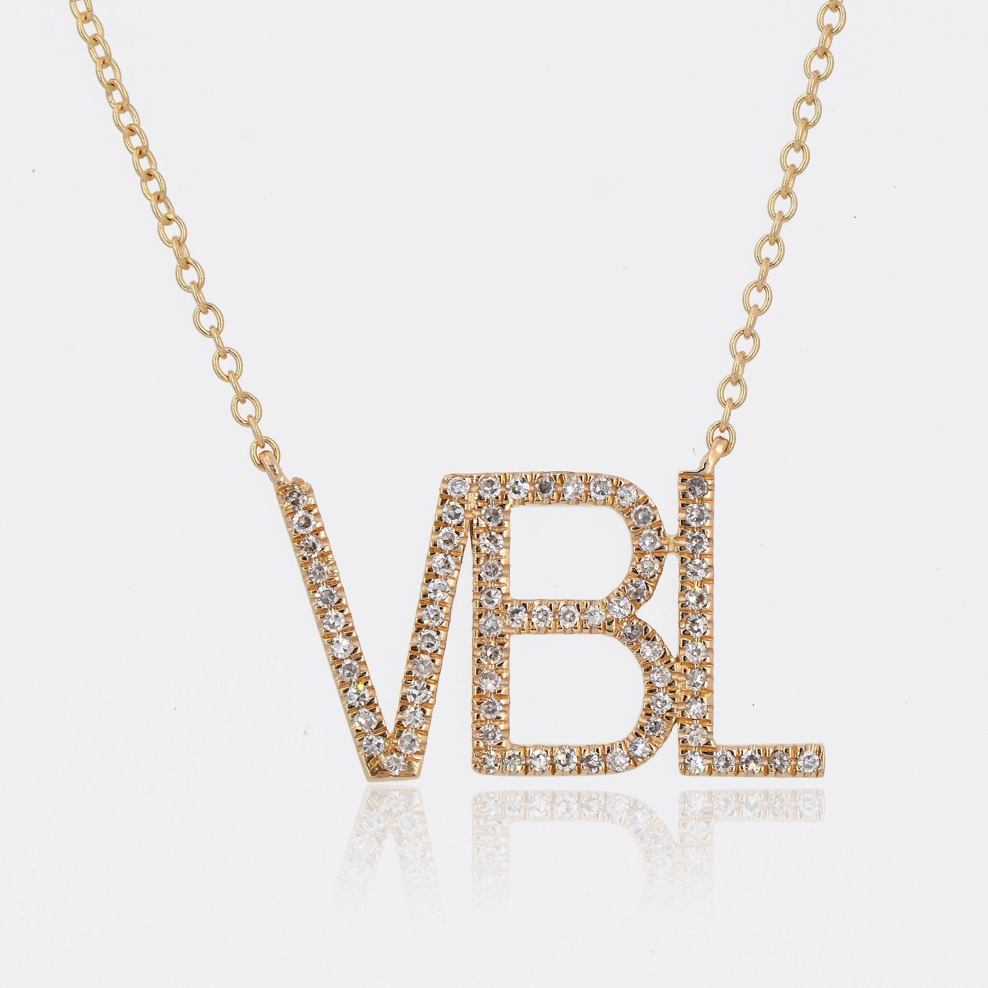 Diamond Block Letters Personalized Initial Necklace, Customized Diamond Initial Letter Chain, 14K Name Necklace, Custom Name Necklace Gift