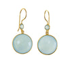 Green Aqua Seafoam Chalcedony Earrings - Gemstone Gold Dangle Drop Earrings
