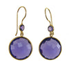 Purple Amethyst Earrings - Gemstone Gold Dangle Drop Earrings