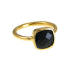 Birthstone ring, Black Onyx Ring, Black Spinel Ring, Gold Ring, Cushion Gemstone Ring, Black stone Ring, Square stone ring, Solitaire ring