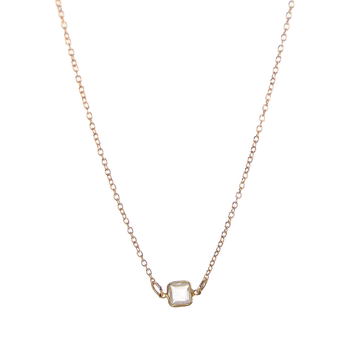 Crystal Quartz Necklace - Floating Diamond Necklace - Delicate Gem Necklace - Gemstone Necklace - Little Dainty 14K Gold Filled Necklace