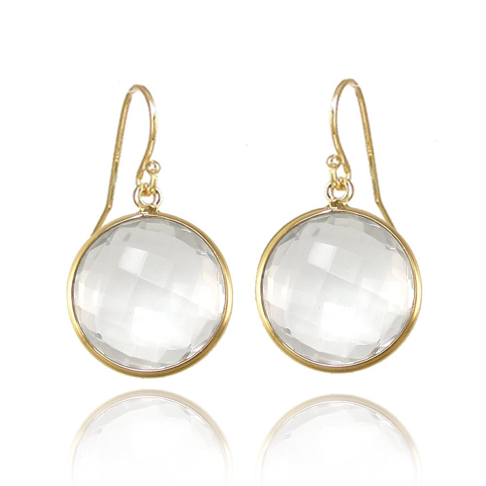 Clear Quartz earring 925 Silver Earring  Drop Earring Gemstone earring  gold round earring Large Gemstone Earring Statement Earring Dangle
