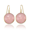 Pink Chalcedony earring - Silver Earring - Gemstone earring - gold round earring - Large Gemstone Earring - Statement Earring - Dangle drop