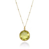 Lemon Quartz Necklace - Gemstone Charm Necklace - Round Gemstone Necklace - Bezel Set Necklace - Bridal Jewelry - Bridesmaid Necklace